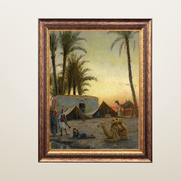 Art arabe du Moyen-Orient, peinture de campement du désert