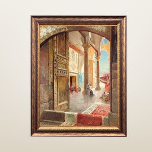 Syrian Art, Umayyad Mosque Painting, Vintage Syria, Middle Eastern Art