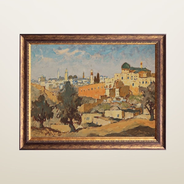 Palestine Art, Jerusalem Painting, Vintage Palestine, Middle Eastern Art