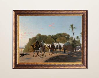 Arab Art, Middle Eastern Wall Art, Desert Oasis Painting