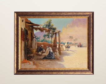 Algerian Art, North African Painting, Chess Players in El-Kantara