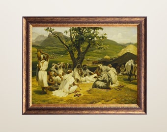 Arab Art, Vintage Middle Eastern Painting, The Arab Tale Teller
