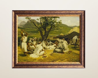 Middle Eastern Art, Arab Wall, Vintage Arab Men Painting