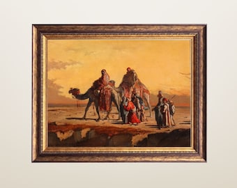 Middle Eastern Art, Arab Desert Caravan Painting