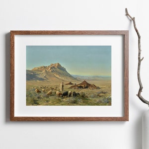 framed artwork called a bedoin encampment by artist names eugine alexis girardet