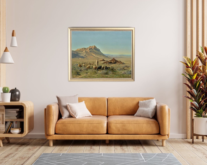 framed artwork called a bedoin encampment by artist names eugine alexis girardet