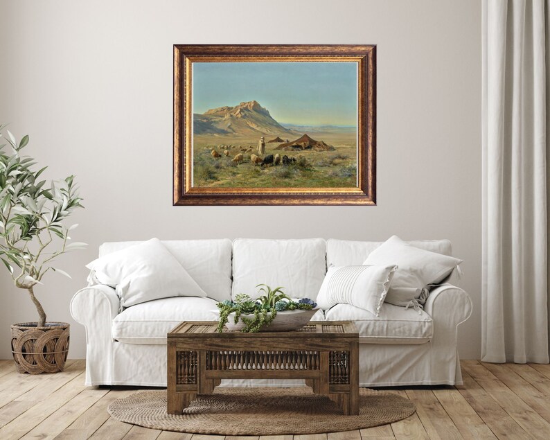 framed artwork called a bedoin encampment by artist names eugine alexis girardet