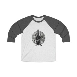 Vampire Moon Raglan Shirt, Unique Bat and Moon Design Unisex Long Sleeve Tee