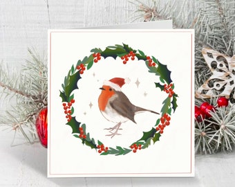 Tarjeta De Navidad De Robins In Trees Across The Miles, Diseño