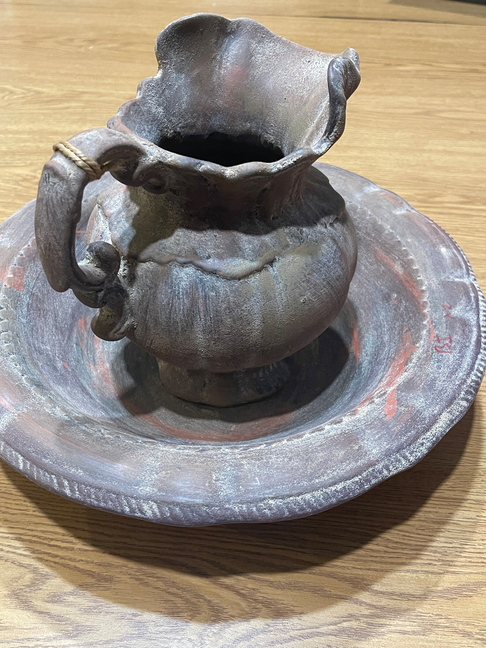 Vintage Handcrafted Clay Water Pot & Basin Etsy