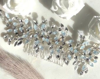 Bridal Hair Combs and Crystal Bridal Hair Comb Accessories Blue bridal Hair Combs and Hair Accessories