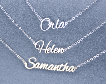 Name Necklace Sterling Silver, Personalized Name Necklace, Custom Script Name Necklace, Birthday Gift, Anniversary Gift, Personalized Gifts