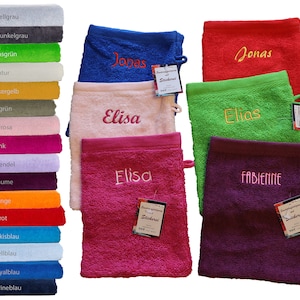 CLASSIC wash mitt/washcloth embroidered with name, personalized