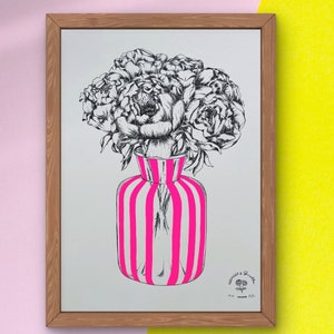 Serigrafia de Peônias Numeradas para decoração em estilo contemporâneo