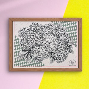 Serigrafia Ortensia numerata per decorazione floreale
