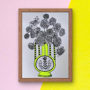 Nummerierter Dalhia-Blumensiebdruck für zeitgenössische Dekoration