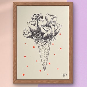 Poster Blumiges Eis, moderne Illustration