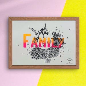 Sérigraphie Family numérotée pour décoration florale contemporaine