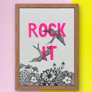 Sérigraphie Rock It 15X20cm numérotée pour décoration contemporaine