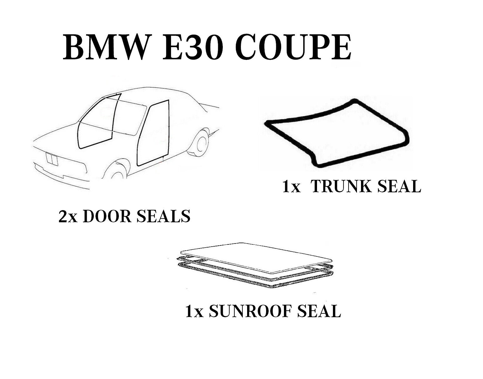 BMW E30 Coupe Door Trunk Sunroof Rubber Seals 4 Pieces Set Etsy