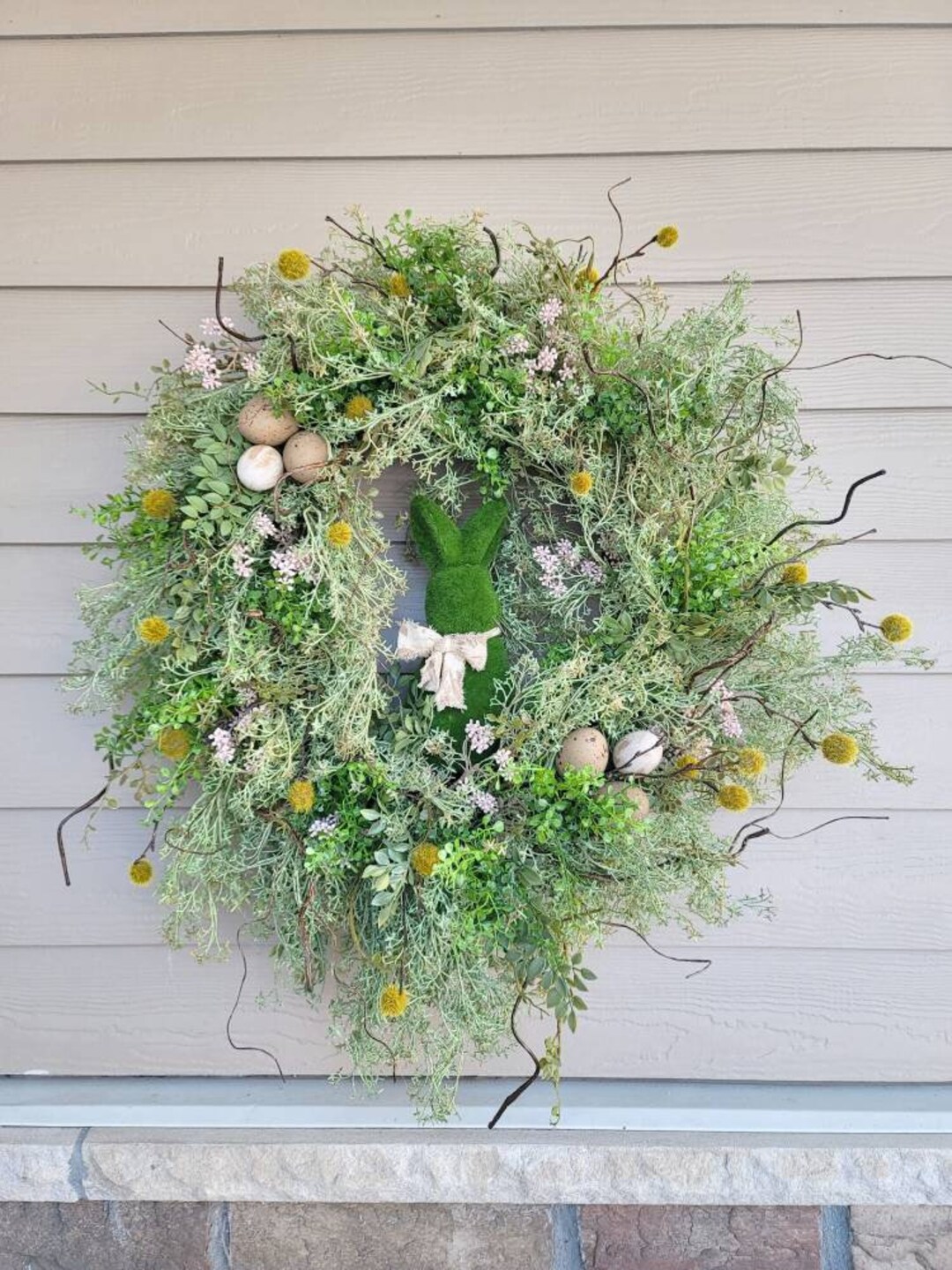 Rustic Spring Easter Wreath for Front Door Easter Bunny Wreath