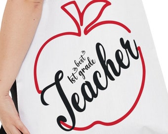 best 1st grade teacher bag, teacher appreciation gift, teacher carry all bag, 1st grade teacher Tote Bag