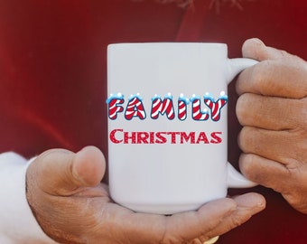 Candy cane family Christmas Ceramic Mug 11oz, Christmas mug, family coffee mug, candy cane mug