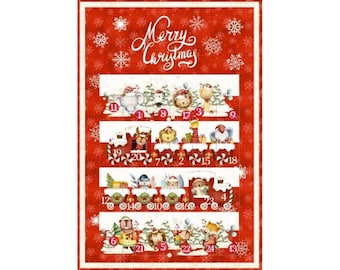 Little Johnny christmas advent calendar panel-Cute candy-50cm x 150cm (Finished size approx 70cm x 95cm)-Ready to sew -Red - 11.99 per panel