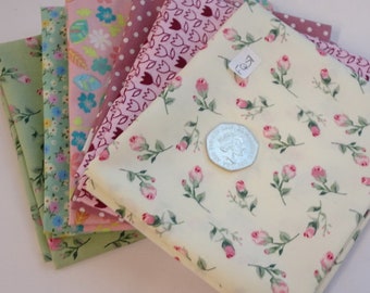 100% Cotton - Floral Designs - Fat Quarters - Pack Of 6 - Brilliant Quality - Quilting, Small Projects  Approx 18" x 22"- 9.99 Pack