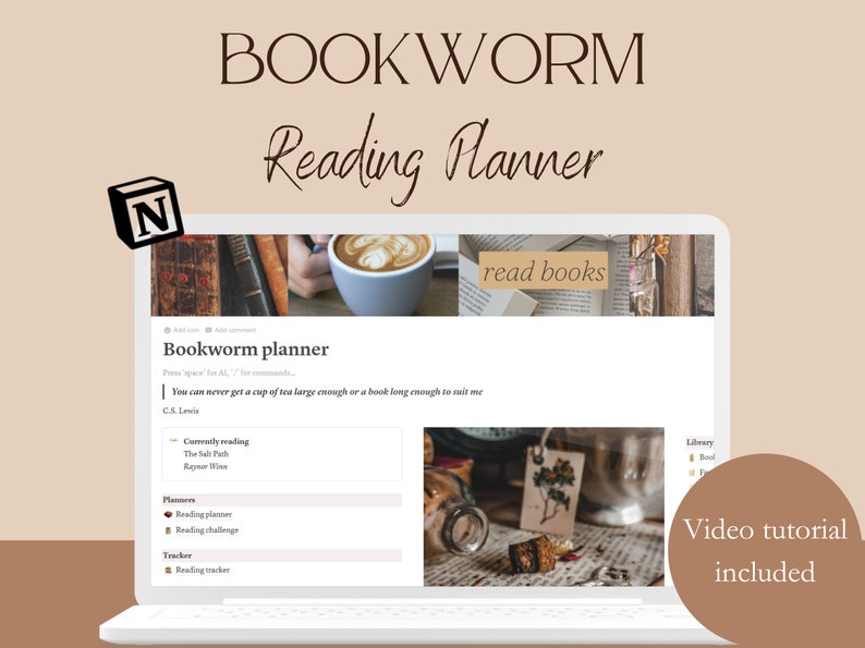 Bookworm Ultimate Planner, Reading Planner, Notion Planner Template ...