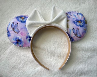 Purple Floral Minnie Ears