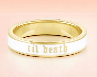 Anello in argento sterling 925 smaltato "Til Death", regalo di anniversario