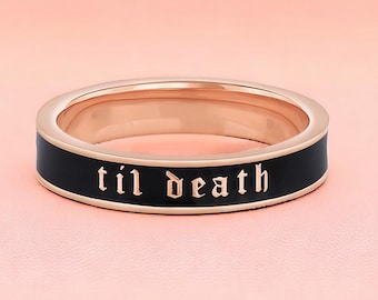 Til Death 925 Sterling Silver Enamel Band Ring, Personalized Gift