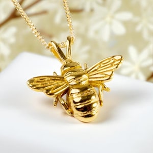 Gold Bienen Halskette • 14k Gold Honig Biene Anhänger • Hummel Schmuck Geschenk für Sie • Zierliche Biene Halskette • Brautjungfer Geschenke • Handgemachter Schmuck