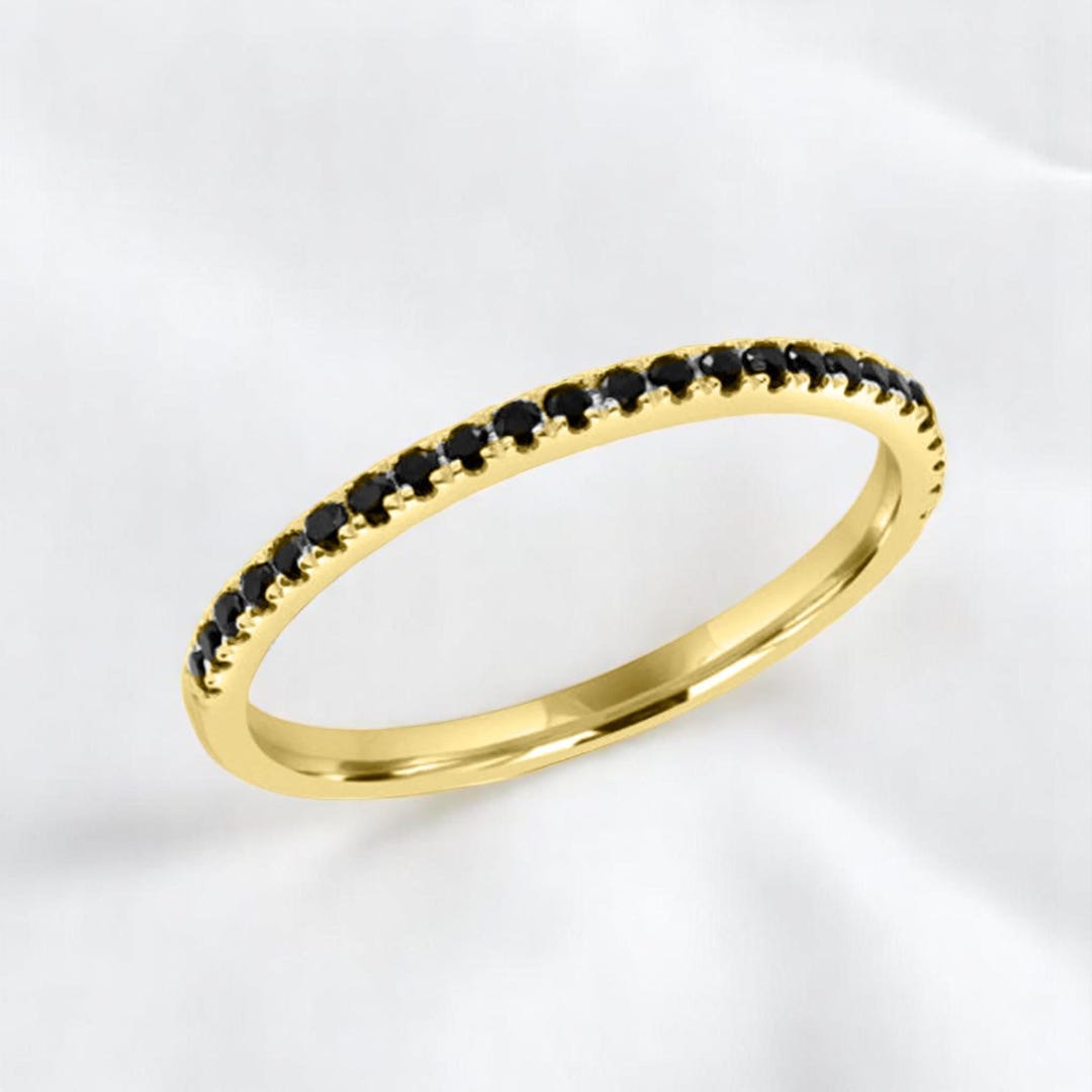 Black Onyx 14k Gold Eternity Ring: Dainty Stacking Wedding Band - Etsy