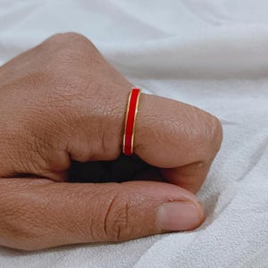 Enamel Band Sterling Silver Ring: Minimalist Stacking Ring