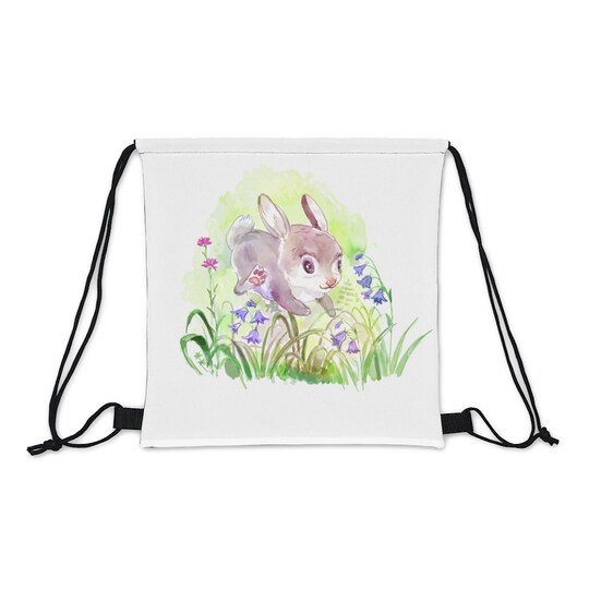 Spring Rabbit Outdoor Drawstring Bag | Traveler Bag | Woodland Bag | Nature Backpack | Book Bag | Drawstring Backpack