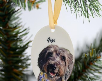 Custom Pet Portrait Christmas Ornament: Personalized Ceramic Keepsake