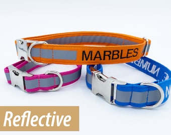 Personalized Reflective Dog Collar | Embroidered Reflective Pet Collar Multiple Colors | Custom Pet Collar for Dog Lovers | Outdoor Collar