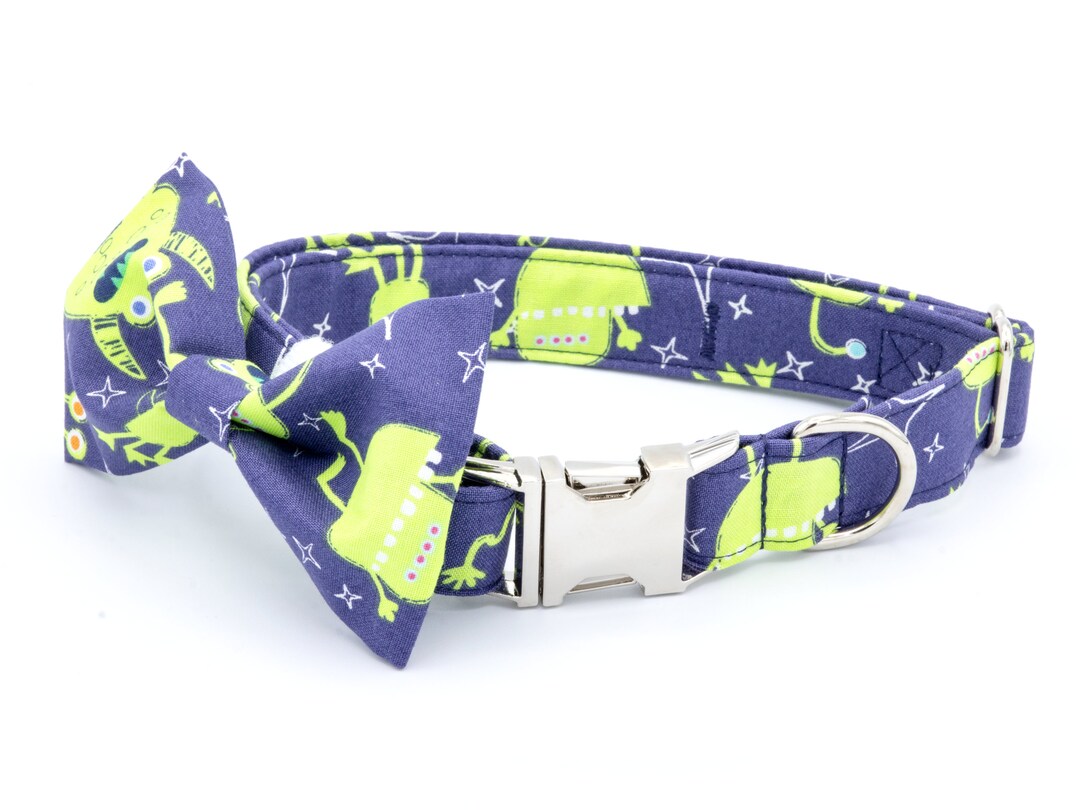 Personalized Boy Dog Collar With Monster Print, Designer Collar
