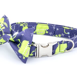 Personalized Boy Dog Collar with Monster Print, Designer Collar Adjustable Strap, Embroidery Male Dog Collar with Name, Pet Lovers Gift