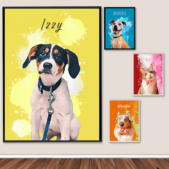 Digital Pet Portrait, Personalized Pet Portrait, Pet Portrait From Photo, Dog Portrait, Custom Dog Portrait, Cat Portrait, Dog Mom Gift