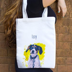 Custom Pet Tote Bag, Personalized Dog Tote Bag, Pet Portrait, Tote Bag for Dog Mom, Cat Tote Bag, Custom Pet Gift, Custom Christmas Gift