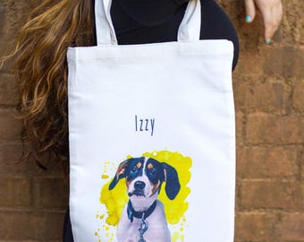 Custom Pet Tote Bag, Personalized Dog Tote Bag, Pet Portrait, Tote Bag for Dog Mom, Cat Tote Bag, Custom Pet Gift, Custom Christmas Gift