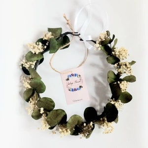 Green dried flower crown, wildflower crown, Baby&#39;s breath crown, Green flower crown, Rustic crown, Boho flower wreath, Child flower crown
