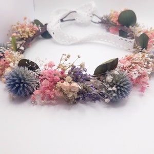 Thistle Floral Crown for Bride, Flower headpiece, thistle flower crown for bridesmaid, Bridal Flower crown with eucalyptus & gypsophila