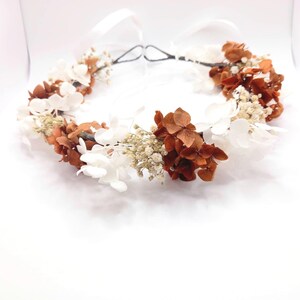 Real Dried burnt orange, Baby's Breath Crown, Orange Hydrangea Crown, Flower Crown Wreath, Flower Girl, rust orange flower crown, buttonaire