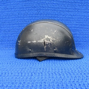 Artificial Leather Covered German Style Novelty Motorcycle Helmet   Size Medium