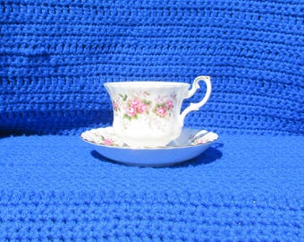 Vintage 1970's Royal Albert Lavender Rose Teacup and Saucer Floral Bone China