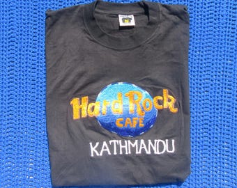 Vintage 1990's Hard Rock Café Embroidered Men's T Shirt Kathmandu